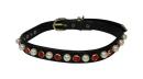 Pearl+Colored Rhinestone Leather Collar *PCA-11001-XS*