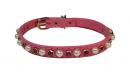 Pearl+Colored Rhinestone Leather Collar *PCA-11003-XS*
