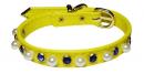 Pearl+Colored Rhinestone Leather Collar *PCA-11004-XS*