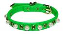 Pearl+Colored Rhinestone Leather Collar *PCA-11005-XS*