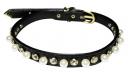 Pearl+White Rhinestone Leather Collar *PC-11001-XS*