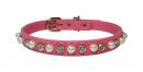 Pearl+White Rhinestone Leather Collar *PC-11003-XS*